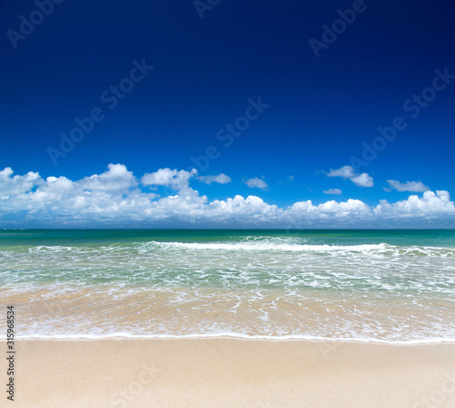 tropical beach in Sri Lanka . Summer holiday and vacation concept for tourism. © Pakhnyushchyy