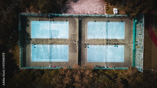 Ariel shot of a tennis court