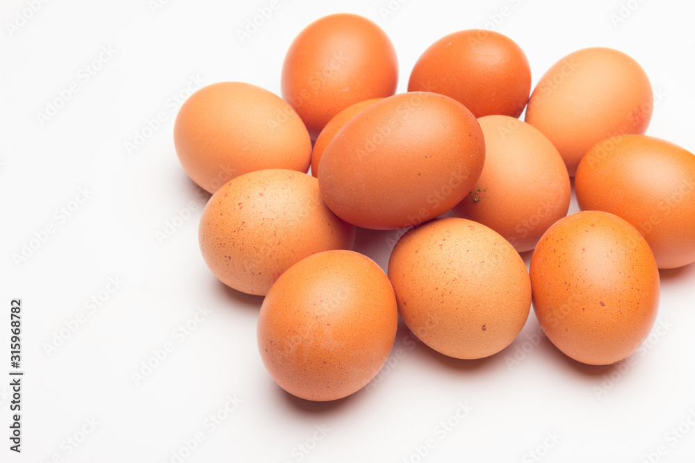 Chicken eggs, raw eggs freshly picked from the farm Chicken eggs, raw eggs freshly picked from the farm