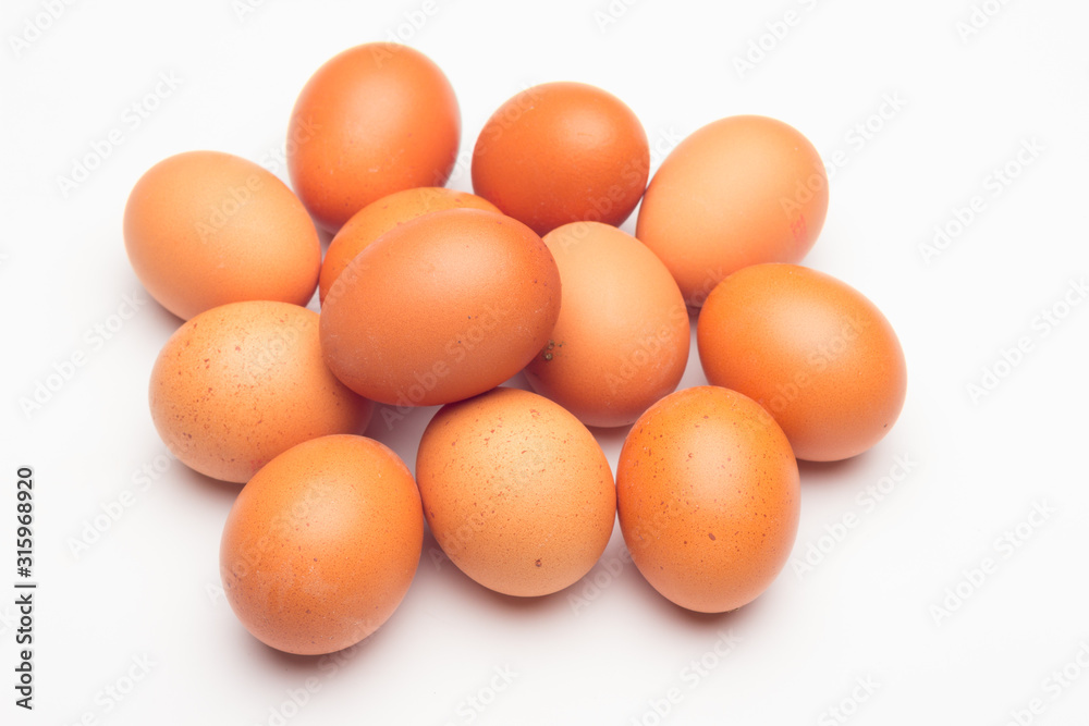 Chicken eggs, raw eggs freshly picked from the farm Chicken eggs, raw eggs freshly picked from the farm