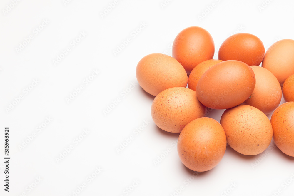 Chicken eggs, raw eggs freshly picked from the farm Chicken eggs, raw eggs freshly picked from the farm