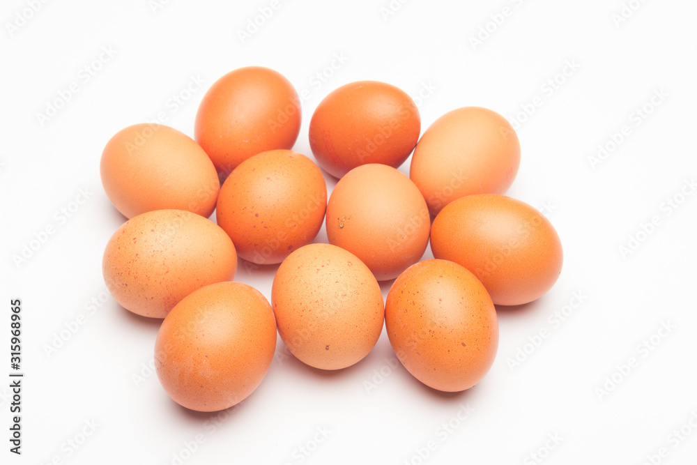 Chicken eggs, raw eggs freshly picked from the farm Chicken eggs, raw eggs freshly picked from the farm