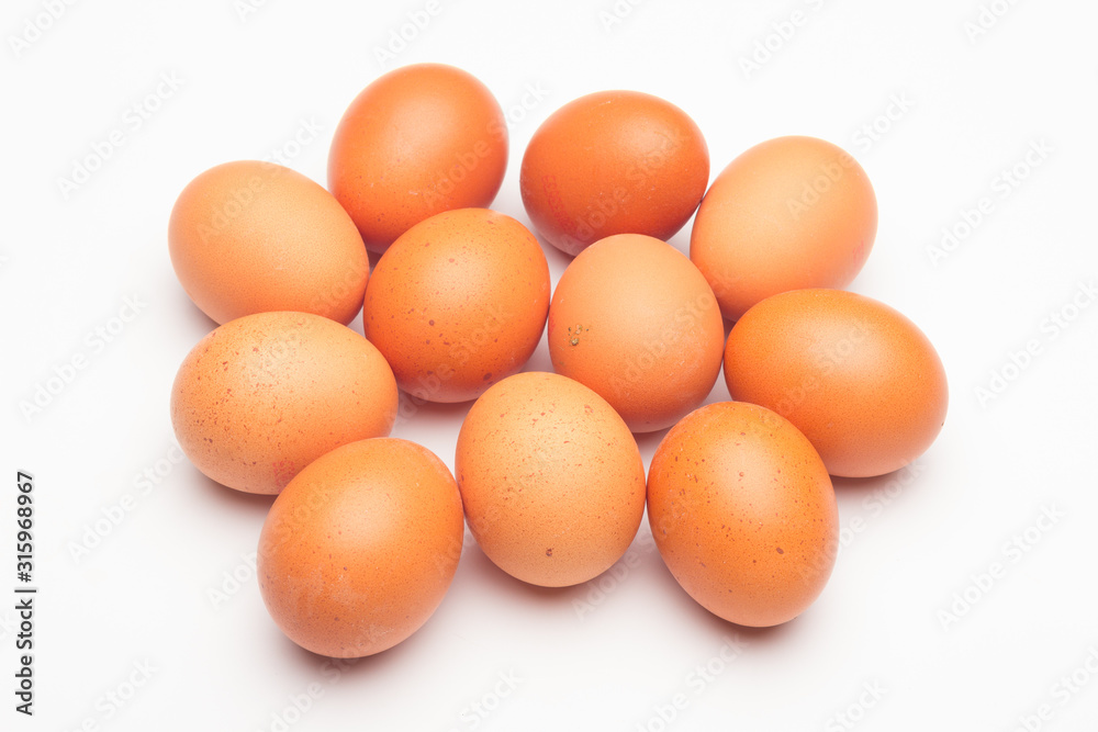 Chicken eggs, raw eggs freshly picked from the farm Chicken eggs, raw eggs freshly picked from the farm