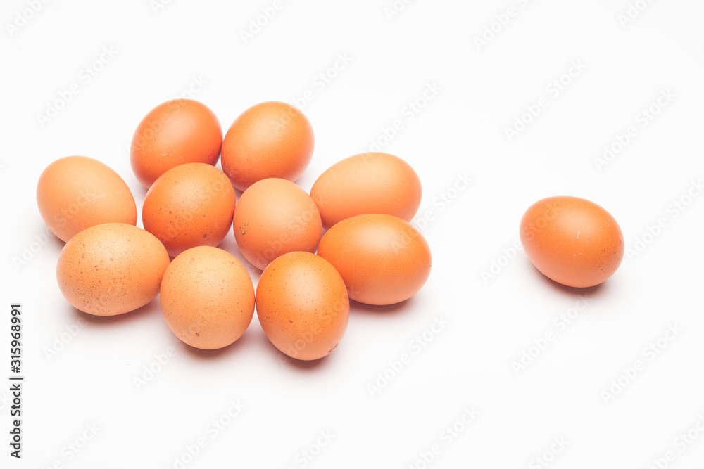 Chicken eggs, raw eggs freshly picked from the farm Chicken eggs, raw eggs freshly picked from the farm