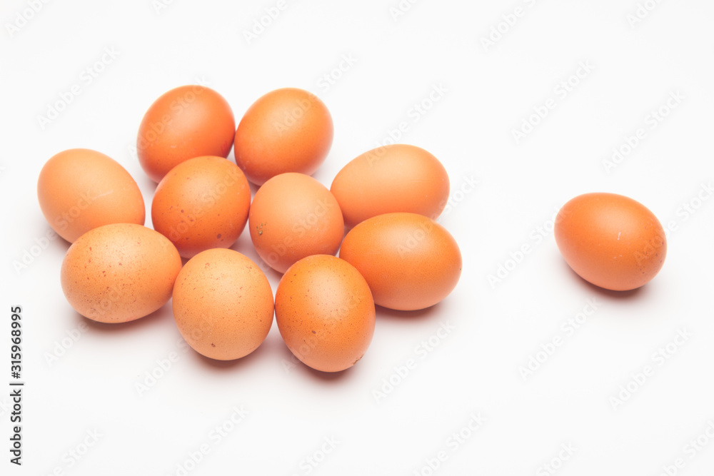 Chicken eggs, raw eggs freshly picked from the farm Chicken eggs, raw eggs freshly picked from the farm