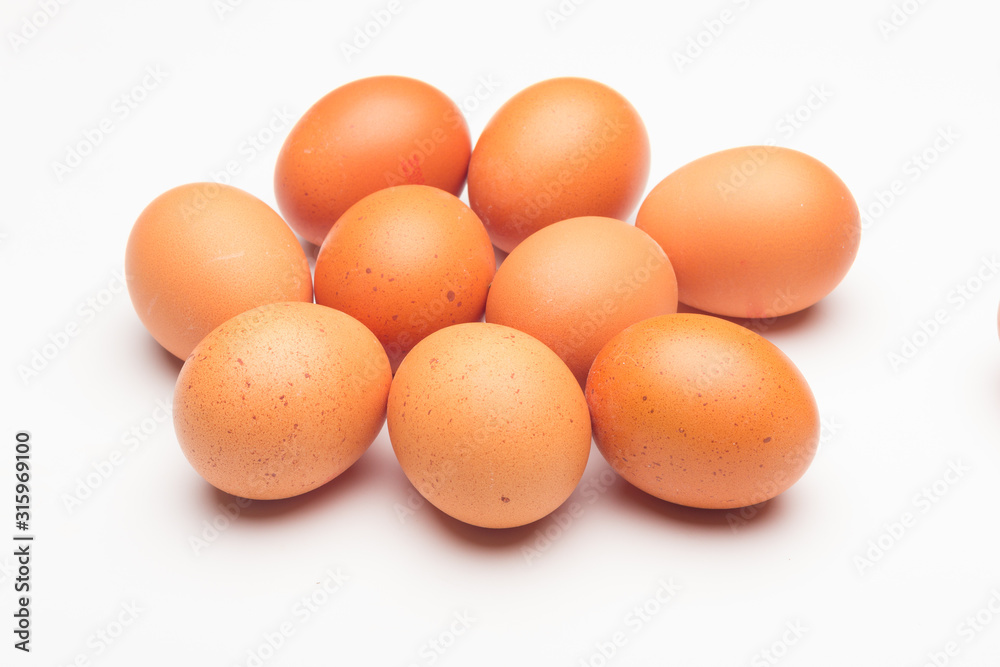 Chicken eggs, raw eggs freshly picked from the farm Chicken eggs, raw eggs freshly picked from the farm