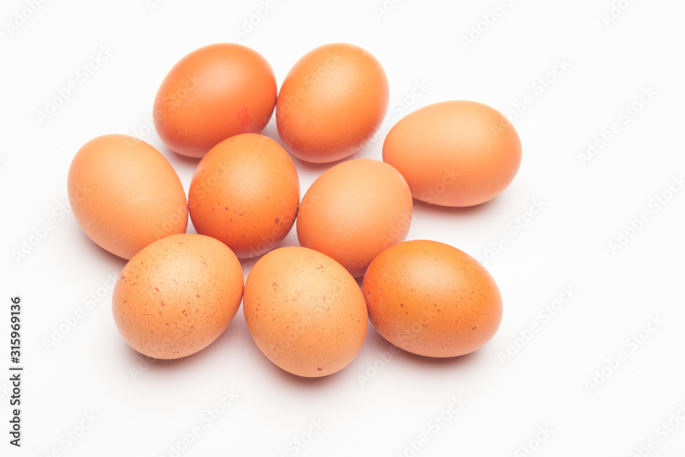 Chicken eggs, raw eggs freshly picked from the farm Chicken eggs, raw eggs freshly picked from the farm