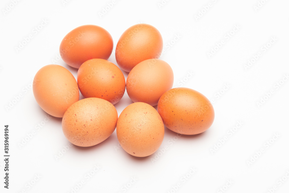 Chicken eggs, raw eggs freshly picked from the farm