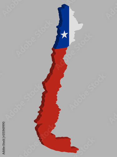 Chile Map flag Vector 3D illustration Eps 10