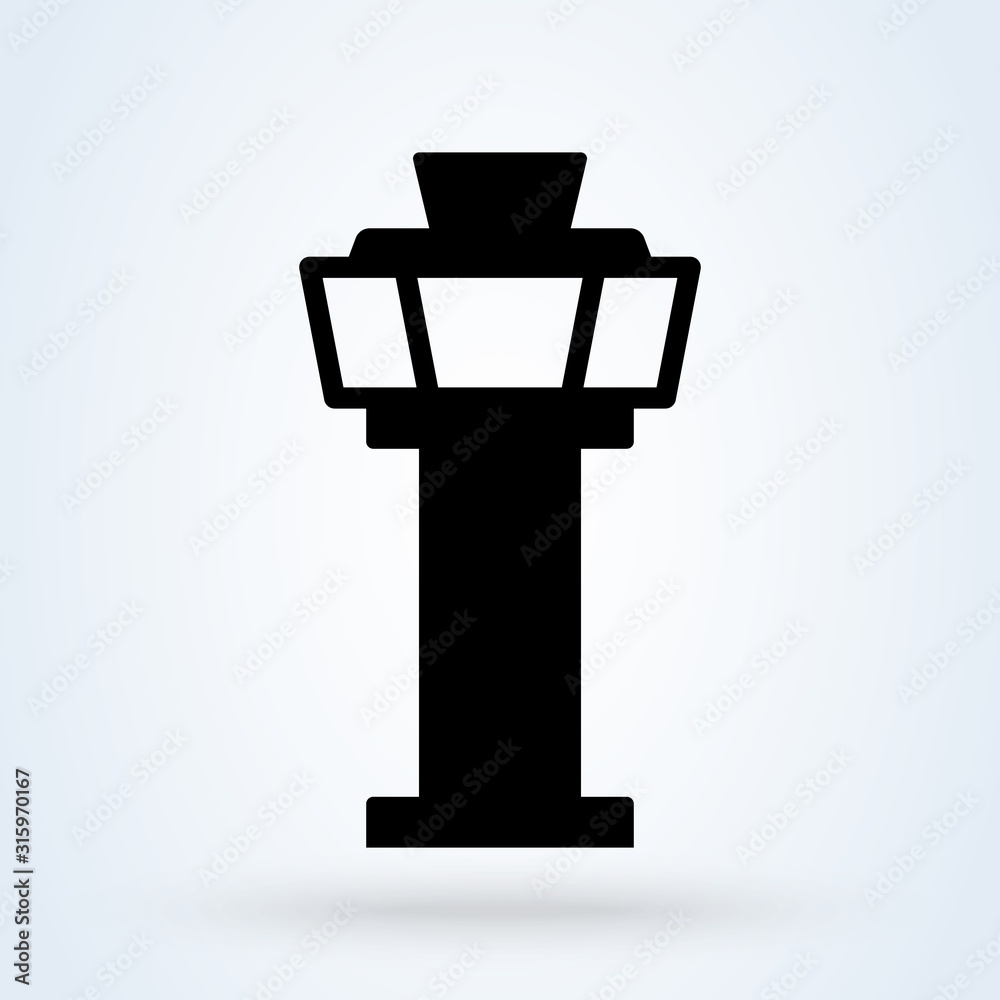 Control tower and terminal building airport, Simple vector modern icon design illustration. Control tower and terminal building airport, Simple vector modern icon design illustration.