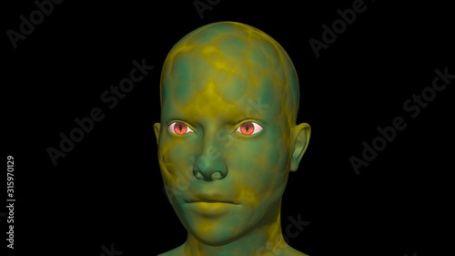 Humanoid Alien extraterrestrial reptilian species  .  3d rendering illustration