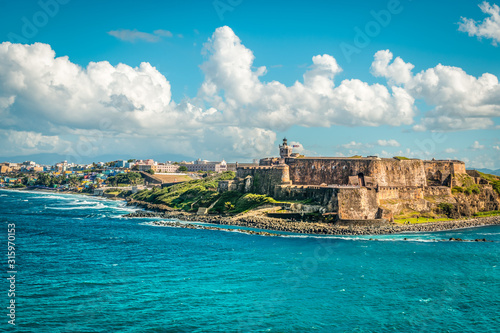 Landscape with Castillo San Felipe del Morro, a top attraction in San Juan, capital city of Puerto Rico. photo