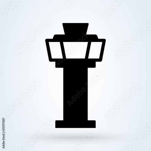 Control tower and terminal building airport, Simple vector modern icon design illustration.