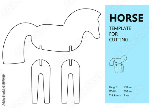 Animal puzzle, laser cutting template, vector illustration