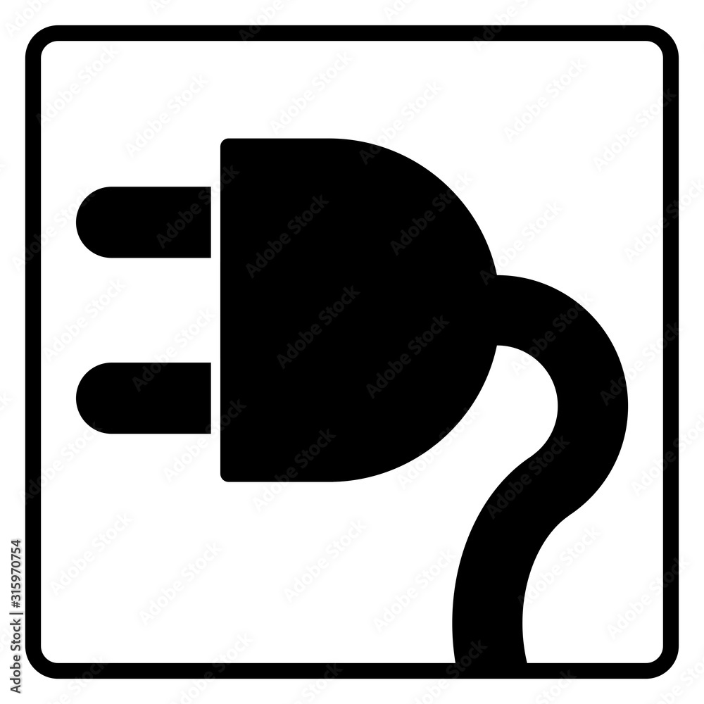 gz680 GrafikZeichnung - german - Elektromobilität / Stecker. -  Elektrostecker Symbol mit Ladekabel - english - electric mobility. -  electric plug with charging cable icon. - isolated - square g8943 Stock  Illustration | Adobe Stock