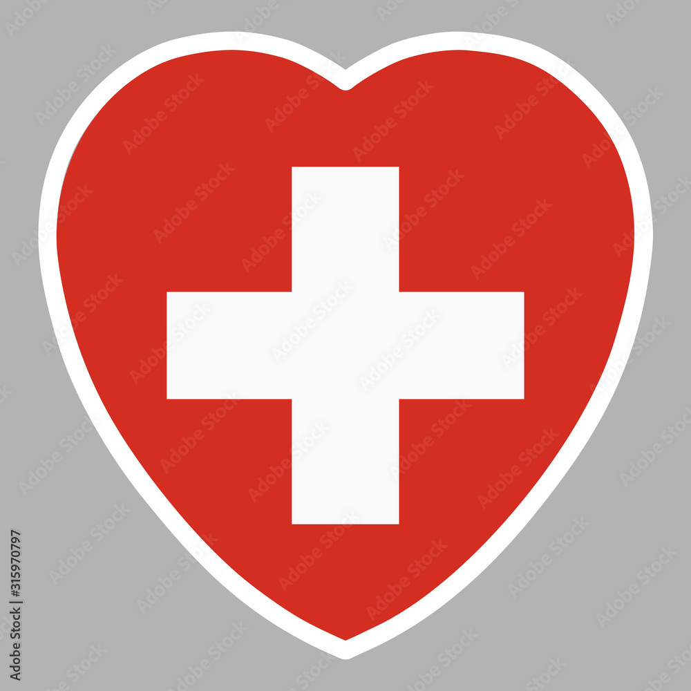 Switzerland Flag In Heart Shape Vector illustration Eps 10 Switzerland Flag In Heart Shape Vector illustration Eps 10
