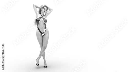 Woman monokini swimsuit. photo