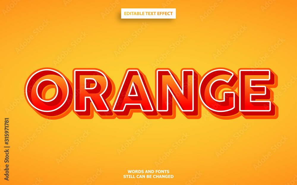 3d orange editable text effect