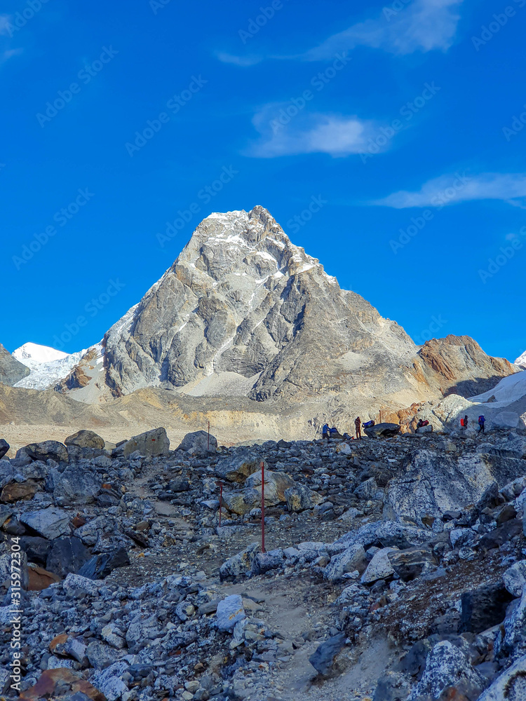 Way to Cho La pass. Everest base camp trek: from Dragnag to Dzongla via Cho La pass. Trekking in Solokhumbu, Nepal. Way to Cho La pass. Everest base camp trek: from Dragnag to Dzongla via Cho La pass. Trekking in Solokhumbu, Nepal.