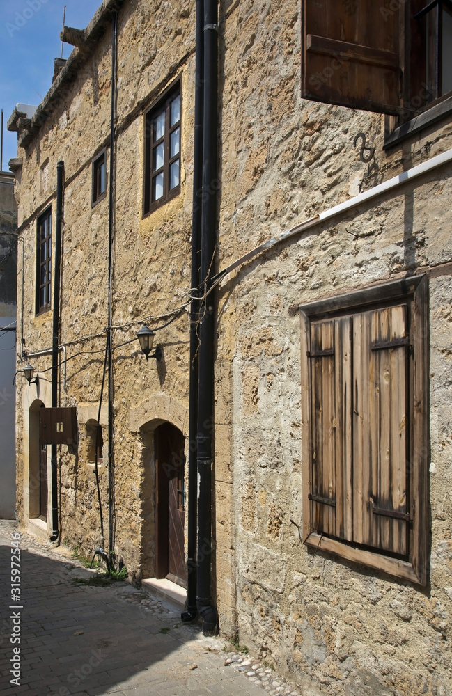 Old street at historical district of Kyrenia. Cyprus