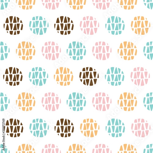 Colorful modern geometric circle seamless texture. Seamless repeat pattern, perfect for textile, wallpaper and interior design projects. Vector illustration.