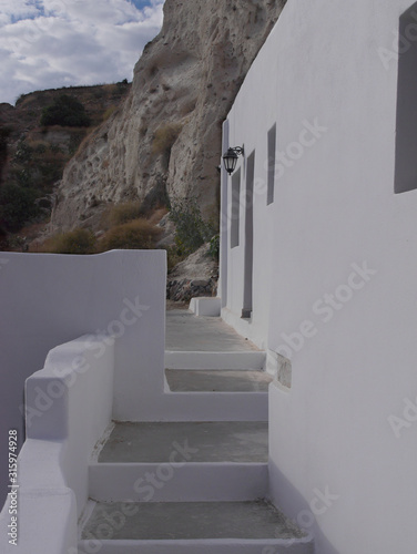 Temples and monasteries of the historical part of the Emporio  the largest village of Santorini Greece.