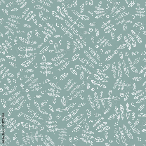 Vector green and white leafs texture background seamless pattern print