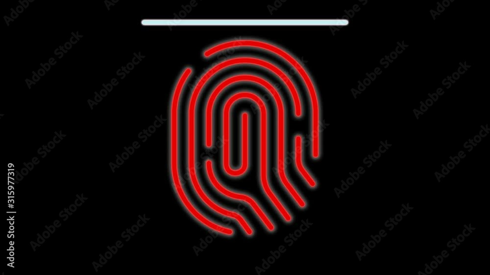Glowing animated fingerprint icon on alpha channel. Glowing animated fingerprint icon on alpha channel.
