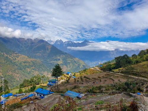 Nuntala village. Everest base camp trek: way from Kharikhola to Taksindu. Himalayas, Solokhumbu, Nepal. photo