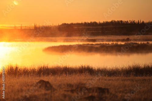 natural landscape with sunrise and sunset