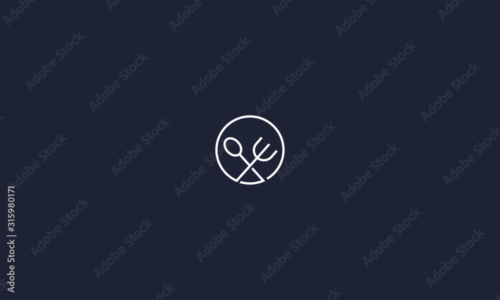 A line art icon symbol logo Fork and spoon A line art icon symbol logo Fork and spoon