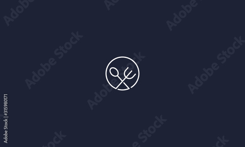 A line art icon symbol logo Fork and spoon