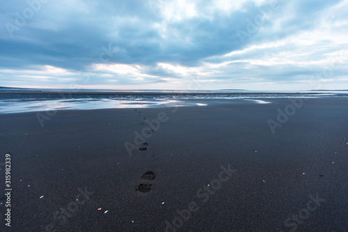 arctic ocean footprint on the north sea beach