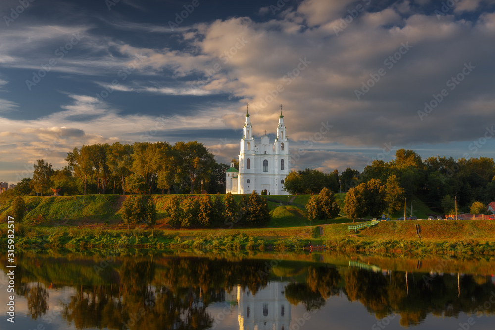 St. Sophia Cathedral in Polotsk, Belarus. Temple in the sunset.