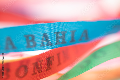 Lucky bracelets typical of Bahia, Brazil (Lembrança do Senhor do Bonfim da Bahia). Translation: Reminder of our Sir of Bonfim of Bahia). photo