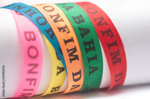 Foto Lucky bracelets typical of Bahia, Brazil (Lembrança do Senhor do Bonfim da Bahia)