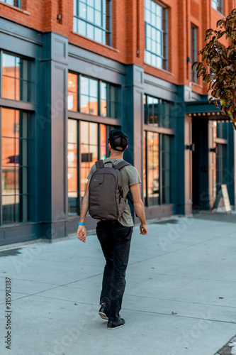 Man Traveling in the City