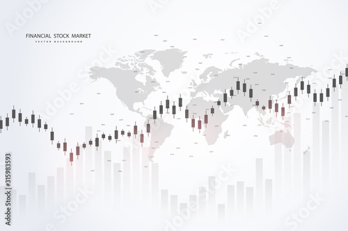 Stock market or forex trading graph in graphic concept .Japanese candles. Abstract finance background. Vector illustration