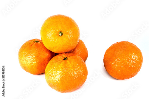Orange mandarins isolated on white background