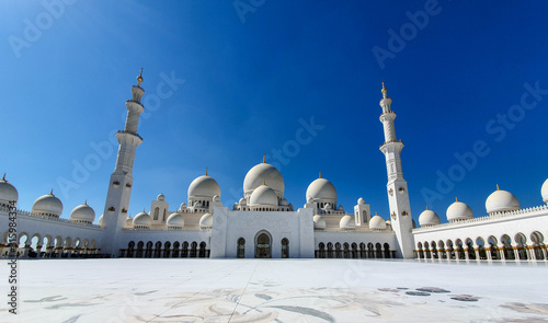 Abu Dhabi, UAE - November 2019: Sheikh Zayed Grand Mosque in Abu Dhabi, the largest mosque in the country. Open for tourists.