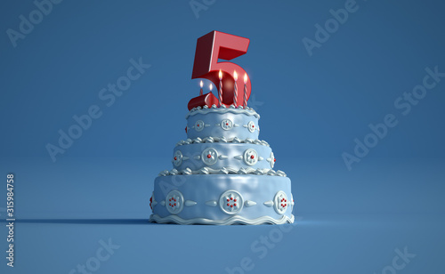 Birthday cake five anniversary