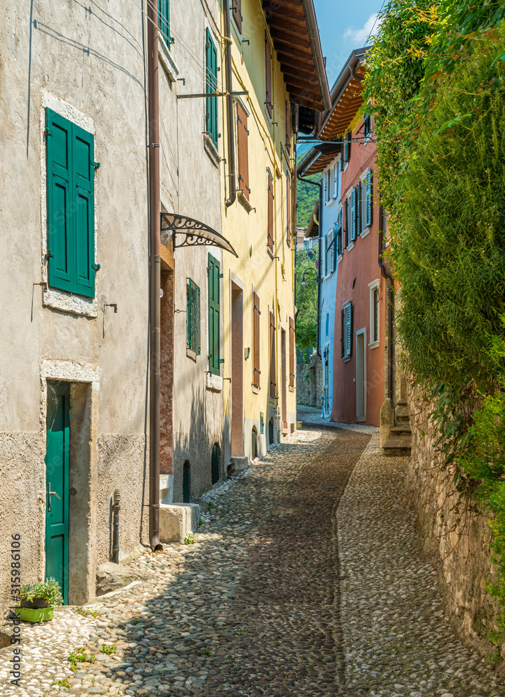 Idyllic view at Cassone di Malcesine, beautiful village on Lake Garda. Veneto, Province of Verona, Italy.