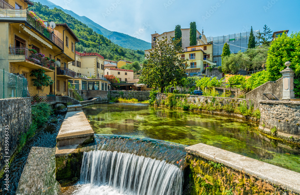 Obraz premium Idyllic view at Cassone di Malcesine, beautiful village on Lake Garda. Veneto, Province of Verona, Italy.