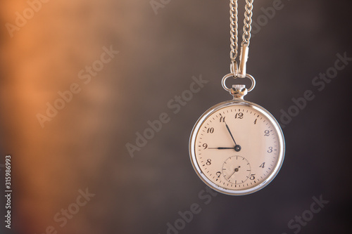 Rustic Pocket Watch. Deadline, Running Out of Time. Time Passing Concept.