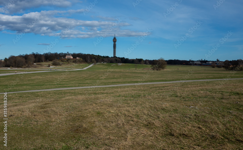 Fototapeta premium April 22, 2018 Stockholm, Sweden. Recreation area Gardet in the area Ladugardsgardet in Stockholm.