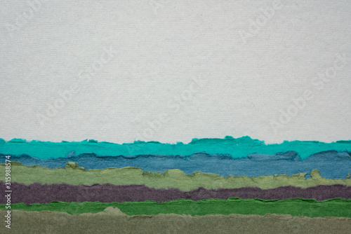 abstract landscape created with handmade Indian paper photo