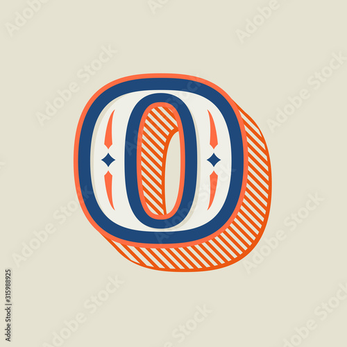 O letter logo in vintage western style with striped shadow.