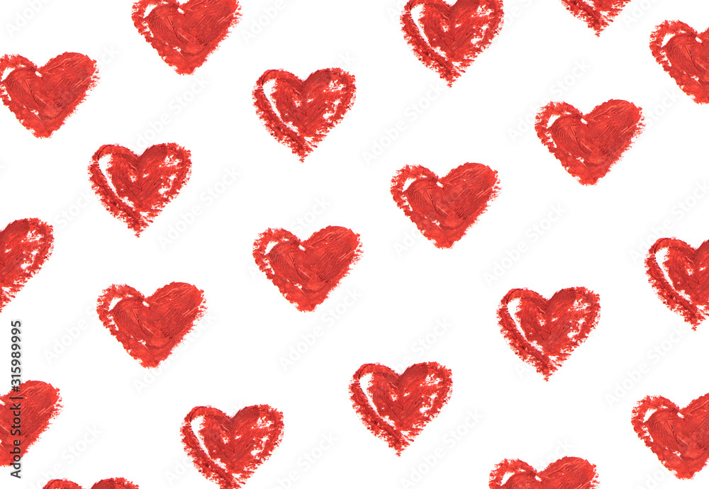 Heart shape drawn with lipstick on white background.