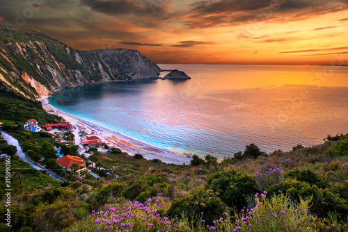 Fototapeta Naklejka Na Ścianę i Meble -  Beautiful summer sunset on Greece islands