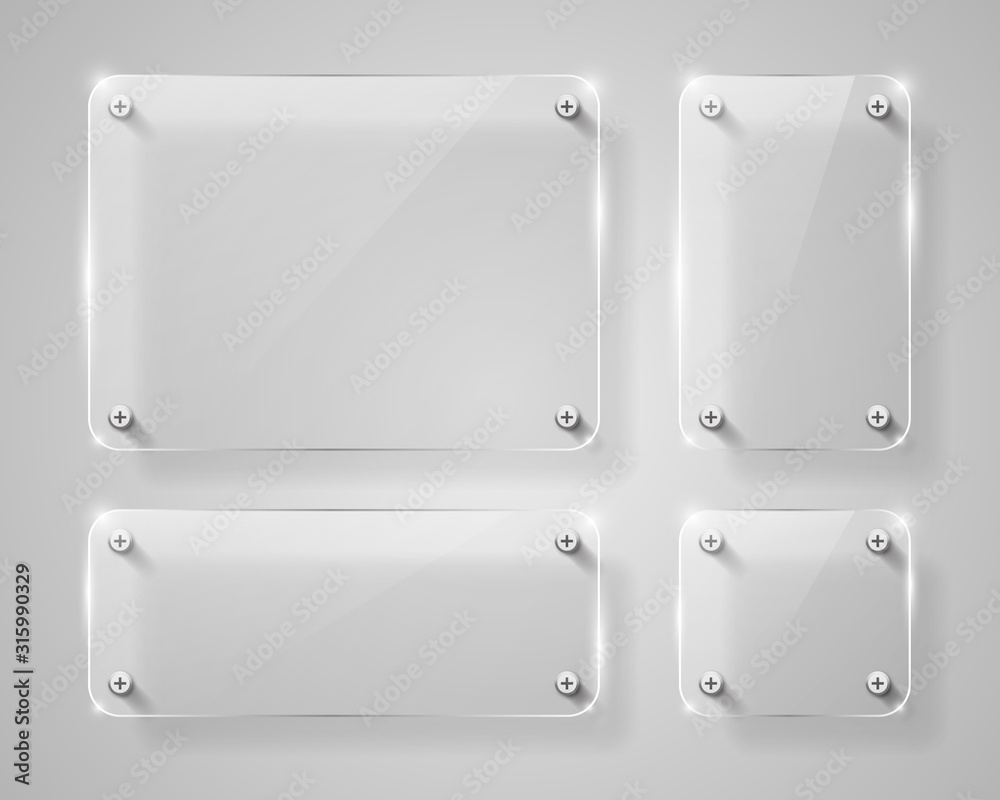 Realistic horizontal transparent glass frame with shadow. Modern background. Realistic horizontal transparent glass frame with shadow. Modern background.